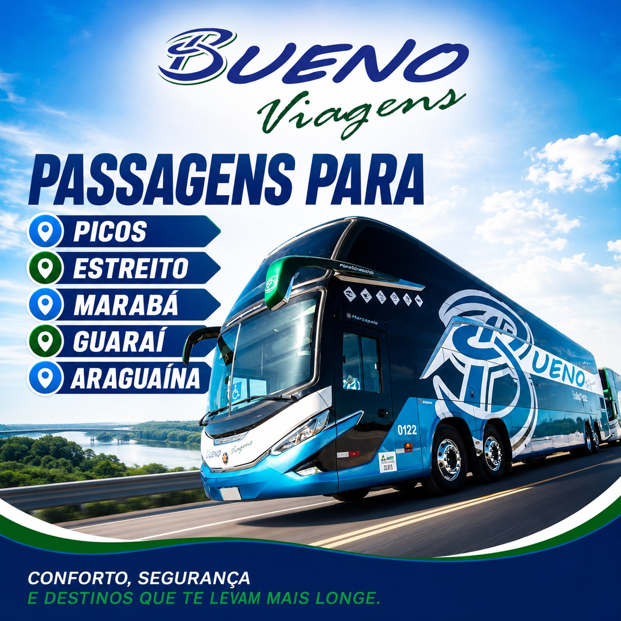 Ônibus da Bueno Viagens na estrada